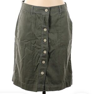 Talbots Olive Green Casual Cotton Blend Button Front Knee Length/Midi Skirt Sz 6
